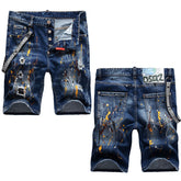 DSQ2 Short Jeans Ripped Patch Slim-fit Stretch Denim Shorts